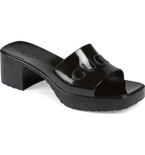 gucci womens rubber slide sandal|Gucci rubber platform slide sandals.